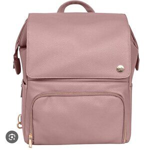 Clevermade Lily Blush Diaper Backpack Rose Gold Hardware in Leather Lots Pockets